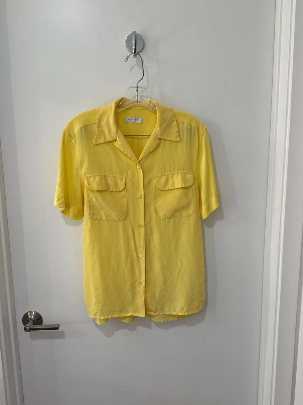 Vintage Bright Canary Yellow Button Down Blouse -